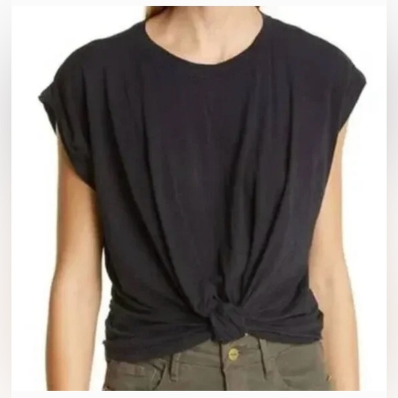 NWT FRAME Knotted Roll-sleeve T-shirt, size L - Picture 1 of 9